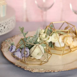 Set Of 2 Metal Hexagon Candle Holder Set, Geometric Table Centerpiece 4"/3" -Home Decor Promotional Store IRON CAND 013 GOLD D03