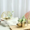 Set Of 2 Metal Hexagon Candle Holder Set, Geometric Table Centerpiece 4"/3"