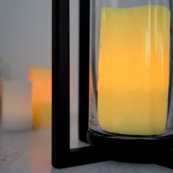 Metal Cross Bar Decorative Lantern Candle Holder, Iron Geometric Centerpiece -Home Decor Promotional Store IRON CAND 016 L BLK D02.progressive 6af6b92c 13f0 4e23 b5b9 388325dbd815