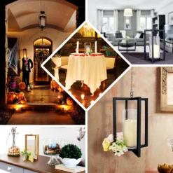 Metal Cross Bar Decorative Lantern Candle Holder, Iron Geometric Centerpiece -Home Decor Promotional Store IRON CAND 016 L EBC2