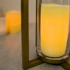 Metal Cross Bar Decorative Lantern Candle Holder, Iron Geometric Centerpiece -Home Decor Promotional Store IRON CAND 016 L GOLD D05.progressive 4685d519 d624 4405 b61d edef8f0fd81d