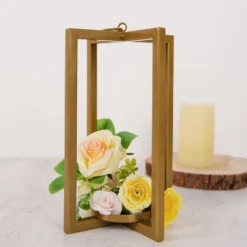 Metal Cross Bar Decorative Lantern Candle Holder, Iron Geometric Centerpiece -Home Decor Promotional Store IRON CAND 016 L GOLD D07.progressive 24977577 7f9a 41d0 a867 15033fe774c5