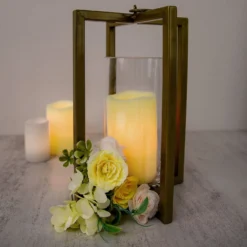 Metal Cross Bar Decorative Lantern Candle Holder, Iron Geometric Centerpiece -Home Decor Promotional Store IRON CAND 016 L GOLD 01.progressive f2826353 53b2 457d 924d 3bb1dc84f4b5