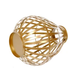 Gold Metal Open Weave Basket Candle Lantern Indoor/Patio Centerpiece With Handle - 17" Tall -Home Decor Promotional Store IRON CAND 017 M GOLD D08.progressive 3ac637d5 e708 4fed a16f 47ec262456e7