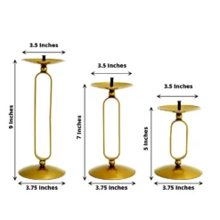 Set Of 3 | Gold Metal Oval Frame Pillar Candle Holder Stands, Geometric Table Centerpieces - Assorted Sizes -Home Decor Promotional Store IRON CAND PL001 SET GOLD 98.progressive 39a1c5af 9db9 422d a6c3 ce447d9b910d