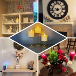 Set Of 3 | Gold Metal Oval Frame Pillar Candle Holder Stands, Geometric Table Centerpieces - Assorted Sizes -Home Decor Promotional Store IRON CAND PL001 SET GOLD EBC2