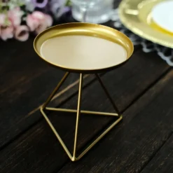 2 Pack Gold Metal Triangle Base Pillar Candle Holder Stands, Geometric Candle Centerpieces 5" -Home Decor Promotional Store IRON CAND PL002 M GOLD D07.progressive c2d84ae3 bb1f 4e66 9e40 8d567f9d9cec