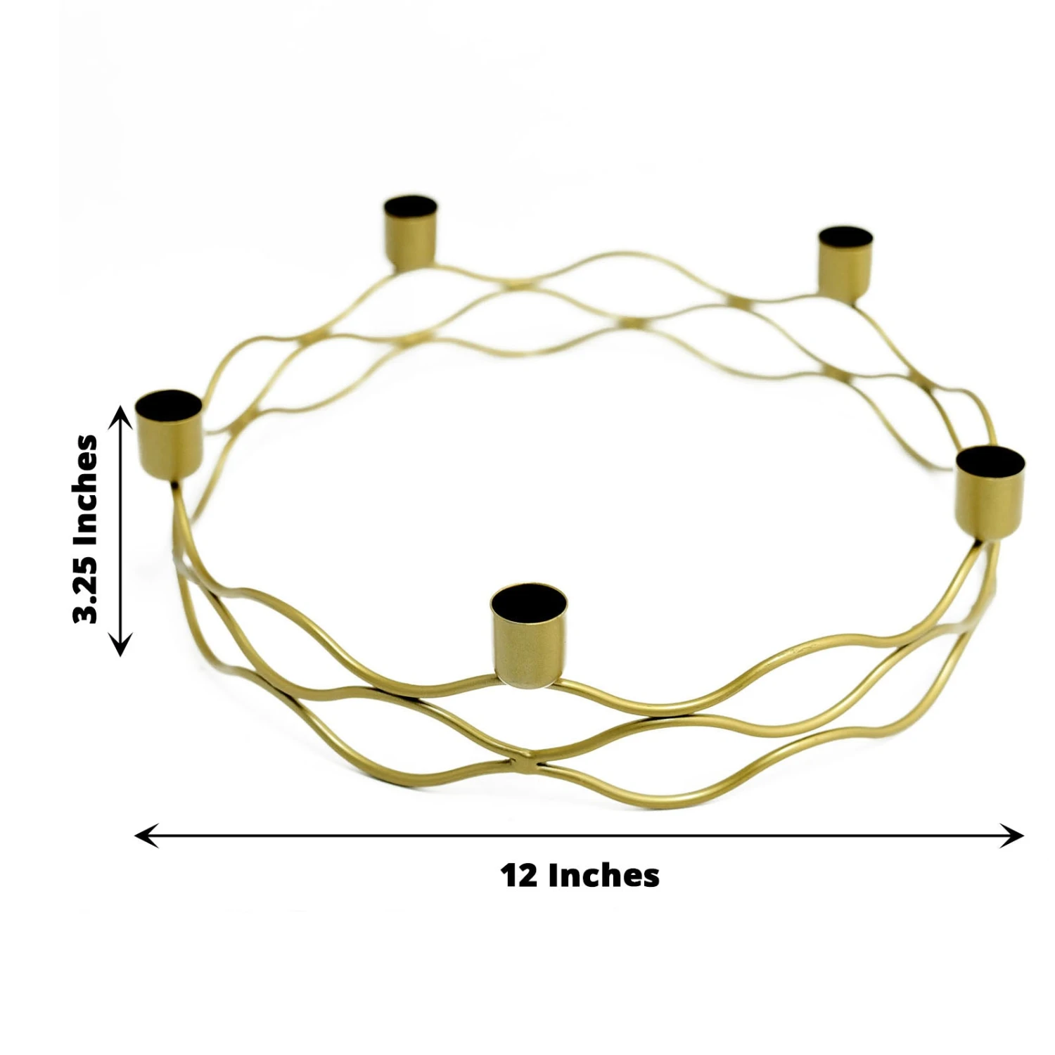 5 Arm Gold Metal Taper Candle Wreath Candelabra Candlestick Holder - 12" Round 9 5 Arm Gold Metal Taper Candle Wreath Candelabra Candlestick Holder - 12" Round - Image 9