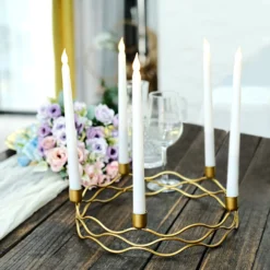 5 Arm Gold Metal Taper Candle Wreath Candelabra Candlestick Holder - 12" Round 16 5 Arm Gold Metal Taper Candle Wreath Candelabra Candlestick Holder - 12" Round -Home Decor Promotional Store IRON CAND TP001 L GOLD D02.progressive 22956e9c f3b0 4d34 82d4 024604952b4c