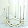 5 Arm Gold Metal Taper Candle Wreath Candelabra Candlestick Holder - 12" Round