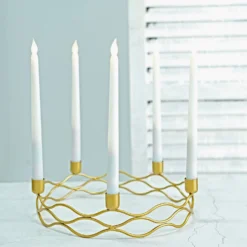 5 Arm Gold Metal Taper Candle Wreath Candelabra Candlestick Holder - 12" Round 13 5 Arm Gold Metal Taper Candle Wreath Candelabra Candlestick Holder - 12" Round -Home Decor Promotional Store IRON CAND TP001 L GOLD 01.progressive a8e41e24 c8b3 4e45 9432 fe7e2d17b0b1