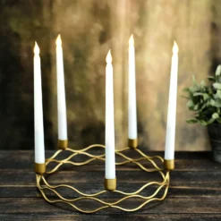 5 Arm Gold Metal Taper Candle Wreath Candelabra Candlestick Holder - 12" Round 14 5 Arm Gold Metal Taper Candle Wreath Candelabra Candlestick Holder - 12" Round -Home Decor Promotional Store IRON CAND TP001 L GOLD 02.progressive 170a588d 9aaa 4132 a021 752761fff912