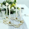 4 Arm | Rectangular Gold Metal Taper Candle Wreath Candelabra Candlestick Holder - 12"x8"