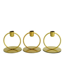3 Pack Gold Metal Ring Frame Taper Candle Holder Stands, Geometric Table Centerpieces 4" -Home Decor Promotional Store IRON CAND TP004 GOLD 99.progressive e480b552 f5d3 41b0 a90c 71a98ee1bcf3