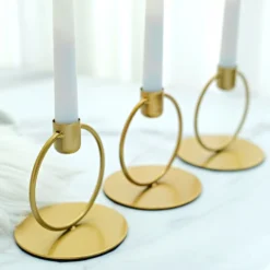 3 Pack Gold Metal Ring Frame Taper Candle Holder Stands, Geometric Table Centerpieces 4" -Home Decor Promotional Store IRON CAND TP004 GOLD D03.progressive 93ad72fb afff 4960 8999 5e6dbe67e514
