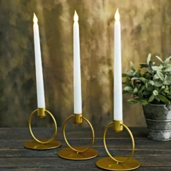 3 Pack Gold Metal Ring Frame Taper Candle Holder Stands, Geometric Table Centerpieces 4" -Home Decor Promotional Store IRON CAND TP004 GOLD 02.progressive 285f662c 770a 41a6 a7d9 a44da03ffb76