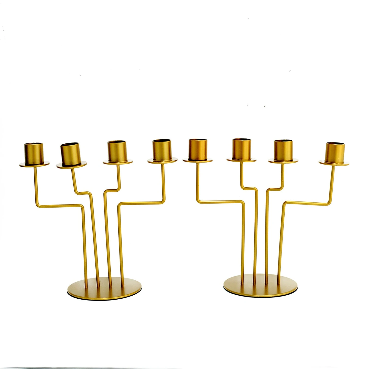 2 Pack Gold Metal Geometric Taper Candle Candelabra Holder Centerpiece 8" 4 Arm 9 2 Pack Gold Metal Geometric Taper Candle Candelabra Holder Centerpiece 8" 4 Arm - Image 9