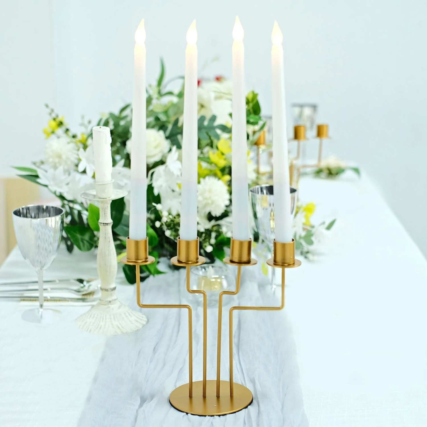 2 Pack Gold Metal Geometric Taper Candle Candelabra Holder Centerpiece 8" 4 Arm 1 2 Pack Gold Metal Geometric Taper Candle Candelabra Holder Centerpiece 8" 4 Arm