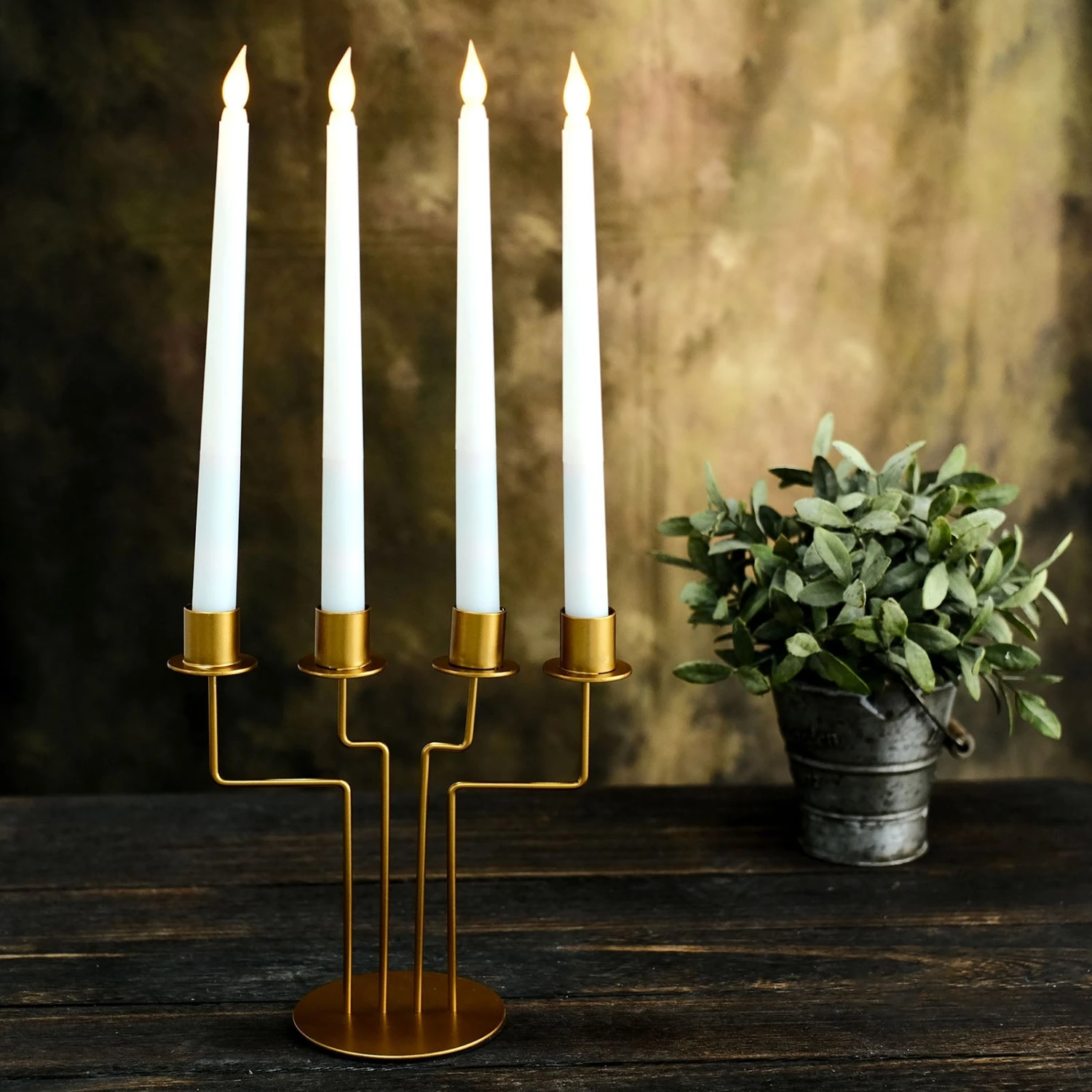 2 Pack Gold Metal Geometric Taper Candle Candelabra Holder Centerpiece 8" 4 Arm 3 2 Pack Gold Metal Geometric Taper Candle Candelabra Holder Centerpiece 8" 4 Arm - Image 3