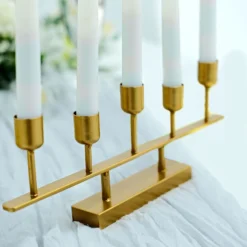 2 Pack Gold Metal 5-Arm Linear Taper Candle Holder Candelabra 12" -Home Decor Promotional Store IRON CAND TP008 GOLD D03.progressive 1a73d860 6697 4af0 a0fc 9a5ef09bb3b1
