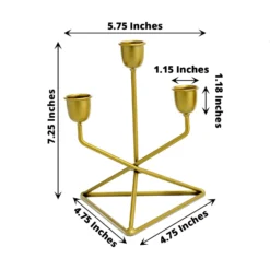 2 Pack | 3 Arm Gold Metal Geometric Taper Candle Candelabra Holder Centerpiece With Triangle Base - 7" -Home Decor Promotional Store IRON CAND TP009 GOLD 98.progressive b8234f20 eb48 4693 b68e 39ec59074a89