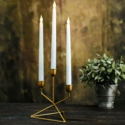 2 Pack | 3 Arm Gold Metal Geometric Taper Candle Candelabra Holder Centerpiece With Triangle Base - 7" -Home Decor Promotional Store IRON CAND TP009 GOLD 02.progressive 3e9d73e2 7569 4ec4 9ad7 3bc547d9bd91
