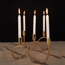 5-Arm Wavy Gold Metal Taper Candle Holder Candelabra 6" Tall -Home Decor Promotional Store IRON CAND TP011 GOLD D01.progressive 3d28f349 c595 4f23 a037 7a6b796c69db