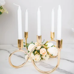 5-Arm Wavy Gold Metal Taper Candle Holder Candelabra 6" Tall -Home Decor Promotional Store IRON CAND TP011 GOLD D04.progressive 3293a84f 7f2c 41d5 89c8 67d8bf456d80