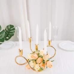 5-Arm Wavy Gold Metal Taper Candle Holder Candelabra 6" Tall -Home Decor Promotional Store IRON CAND TP011 GOLD D08.progressive 89eaba50 9e53 462d a03c 20e1845afe1a