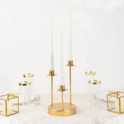 Vintage Gold Metal Taper Candle Holder Centerpiece, Round Tabletop Candelabra 25 Vintage Gold Metal Taper Candle Holder Centerpiece, Round Tabletop Candelabra -Home Decor Promotional Store IRON CAND TP012 3 GOLD D02