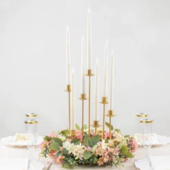 Vintage Gold Metal Taper Candle Holder Centerpiece, Round Tabletop Candelabra 23 Vintage Gold Metal Taper Candle Holder Centerpiece, Round Tabletop Candelabra -Home Decor Promotional Store IRON CAND TP012 7 GOLD D04