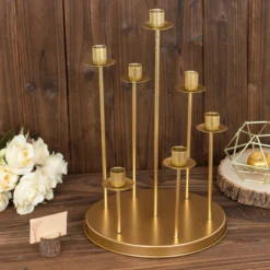 Vintage Gold Metal Taper Candle Holder Centerpiece, Round Tabletop Candelabra 19 Vintage Gold Metal Taper Candle Holder Centerpiece, Round Tabletop Candelabra -Home Decor Promotional Store IRON CAND TP012 7 GOLD D09