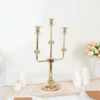 Gold Metal 3-Arm Candle Holder Candelabra Table Centerpiece, Taper Candle Stick Stand 20"