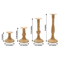Set Of 4 | Gold Baroque Metal Taper Candle Holder Centerpieces, Vintage Candlestick Stands - 9", 8", 5", 3" 19 Set Of 4 | Gold Baroque Metal Taper Candle Holder Centerpieces, Vintage Candlestick Stands - 9", 8", 5", 3" -Home Decor Promotional Store IRON CAND TP015 SET GOLD 98