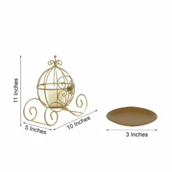 Gold Wrought Iron Cinderella Carriage Candle Holder Or Card Display 11" -Home Decor Promotional Store IRON COACH01 GOLD 98