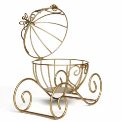 Gold Wrought Iron Cinderella Carriage Candle Holder Or Card Display 11" -Home Decor Promotional Store IRON COACH01 GOLD D02