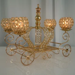 Gold Metal 4-Arm Crystal Cinderella Carriage Candle Holder Centerpiece 18" -Home Decor Promotional Store IRON COACH 03 GOLD D01 8ee9b781 8c5d 43cf b4a4 000d195eea25