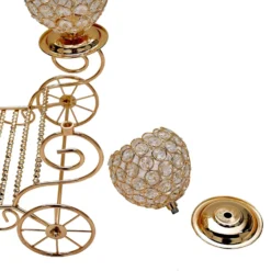 Gold Metal 4-Arm Crystal Cinderella Carriage Candle Holder Centerpiece 18" -Home Decor Promotional Store IRON COACH 03 GOLD D09