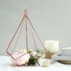 2 Pack Metal Pentagon Tealight Candle Holders, Open Frame Geometric Flower Stand 9"