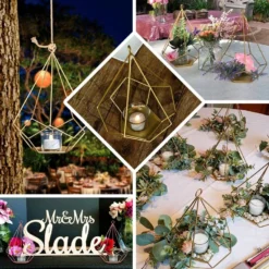 2 Pack Metal Pentagon Tealight Candle Holders, Open Frame Geometric Flower Stand 9" -Home Decor Promotional Store IRON HOLD 001 EBC2 760x760 3cadeb40 251e 4758 ad4d 595048446589