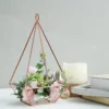 2 Pack Metal Pyramid Shaped Tealight Candle Holders, Open Frame Geometric Flower Stand 9"