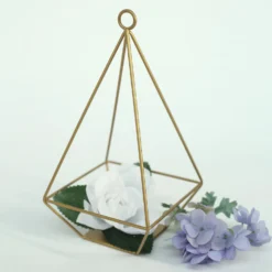 2 Pack Metal Pyramid Shaped Tealight Candle Holders, Open Frame Geometric Flower Stand 9" -Home Decor Promotional Store IRON HOLD 002 GOLD D18.progressive d3747d42 0015 404e af06 7de02cb85ffc