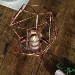 Metal Pentagon Prism Tealight Candle Holder, Open Frame Geometric Flower Stand 7" -Home Decor Promotional Store IRON HOLD 003 054 D07.progressive d2efdd41 31a3 45cc b0cd fcb40b0fd30f