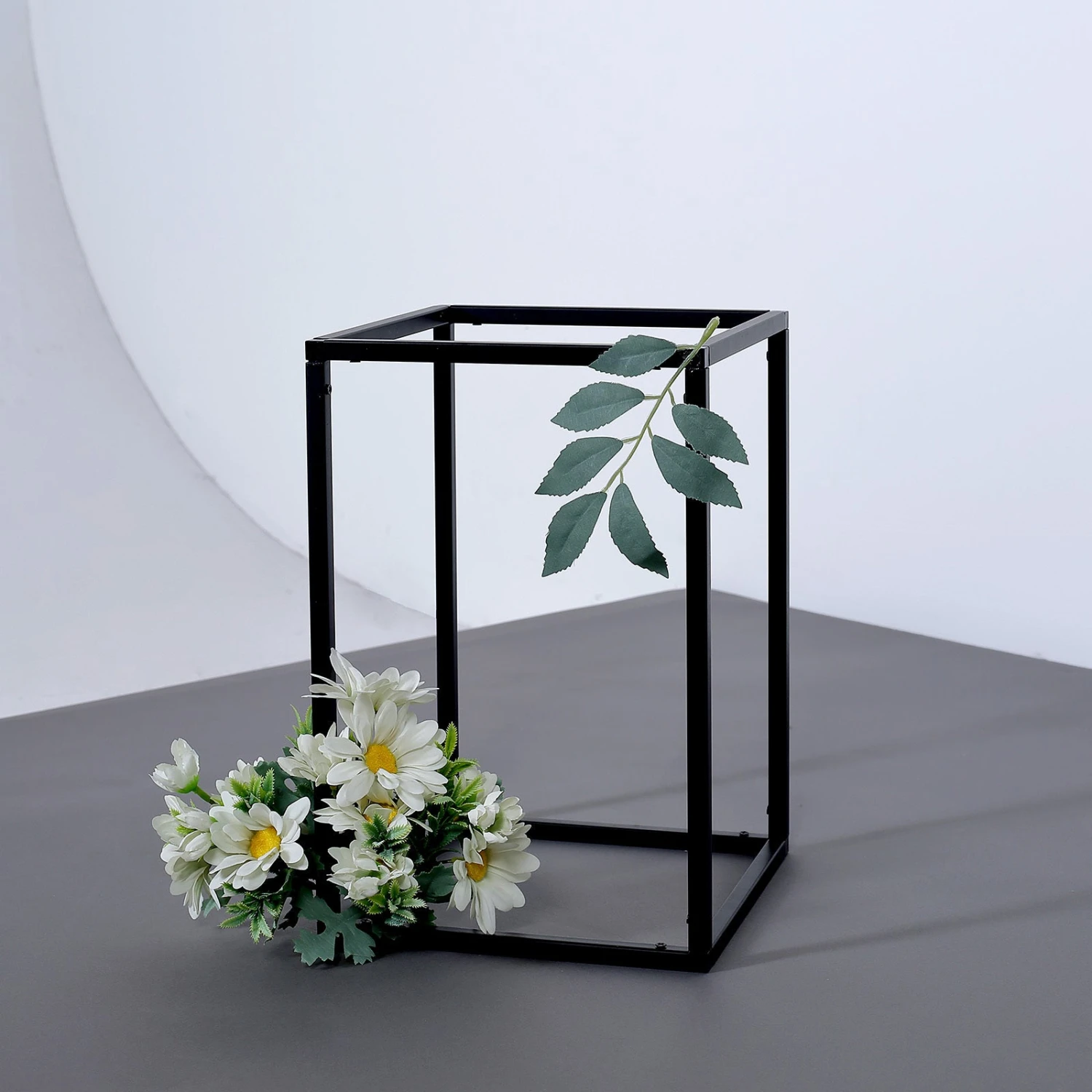 Rectangular Matte Black Metal Flower Stand, Geometric Centerpiece Vases 13 Rectangular Matte Black Metal Flower Stand, Geometric Centerpiece Vases - Image 13