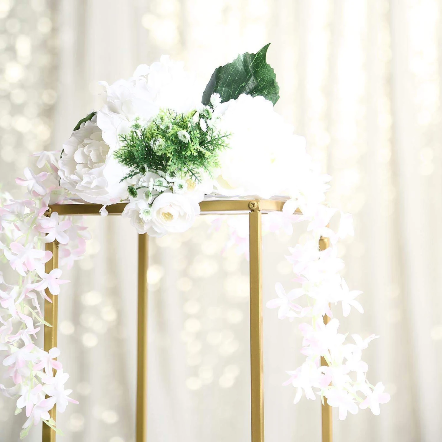 Rectangular Gold Metal Home Accent Flower Stand, Geometric Centerpiece Vases 13 Rectangular Gold Metal Home Accent Flower Stand, Geometric Centerpiece Vases - Image 13