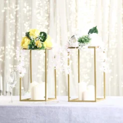 Rectangular Gold Metal Home Accent Flower Stand, Geometric Centerpiece Vases 30 Rectangular Gold Metal Home Accent Flower Stand, Geometric Centerpiece Vases -Home Decor Promotional Store IRON STND01 16 GOLD 01