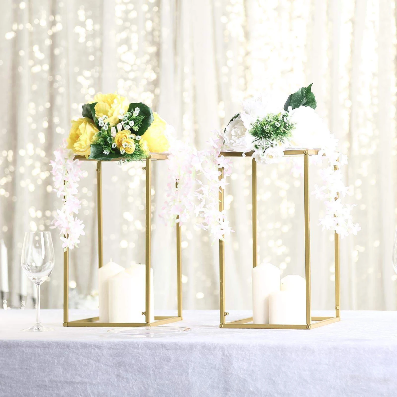 Rectangular Gold Metal Home Accent Flower Stand, Geometric Centerpiece Vases 11 Rectangular Gold Metal Home Accent Flower Stand, Geometric Centerpiece Vases - Image 11
