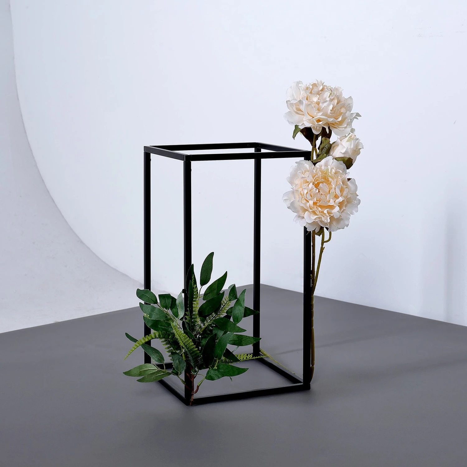 Rectangular Matte Black Metal Flower Stand, Geometric Centerpiece Vases 17 Rectangular Matte Black Metal Flower Stand, Geometric Centerpiece Vases - Image 17