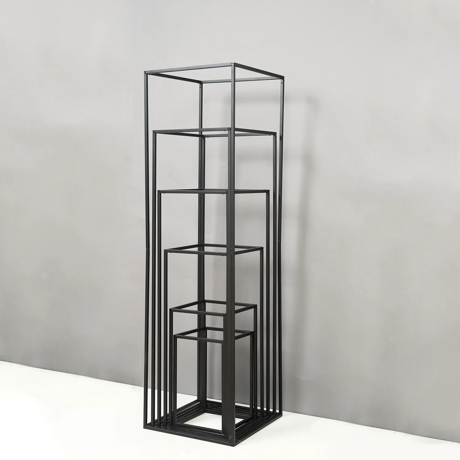 Rectangular Matte Black Metal Flower Stand, Geometric Centerpiece Vases 8 Rectangular Matte Black Metal Flower Stand, Geometric Centerpiece Vases - Image 8