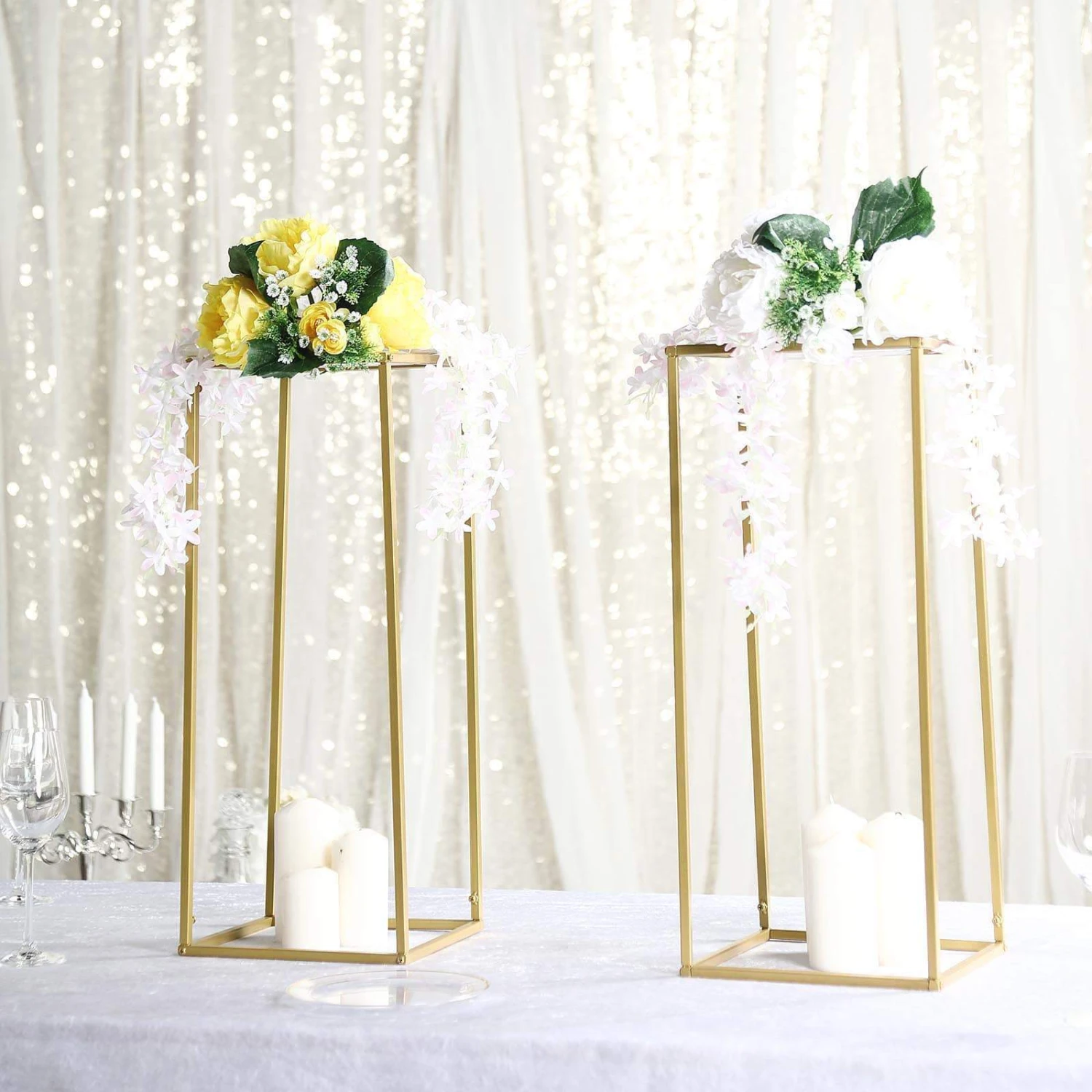 Rectangular Gold Metal Home Accent Flower Stand, Geometric Centerpiece Vases 15 Rectangular Gold Metal Home Accent Flower Stand, Geometric Centerpiece Vases - Image 15